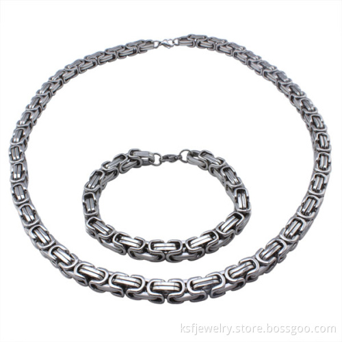 Big Choker Necklace Bracelet Silver Chain Necklace Bracelet For Men